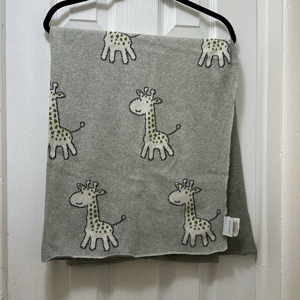 FROLICS KIDS COLLECTION Reversible Cotton BABY BLANKET GRAY GIRAFFE 33” x 44”